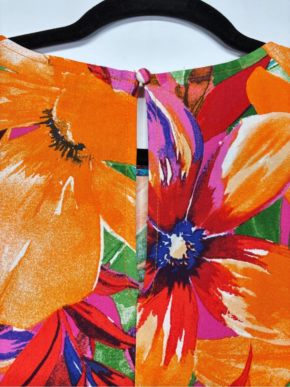 ✨MSK Women’s Sleeveless Tropical Ruffle Hem Shift Dress Size M - Picture 9 of 14